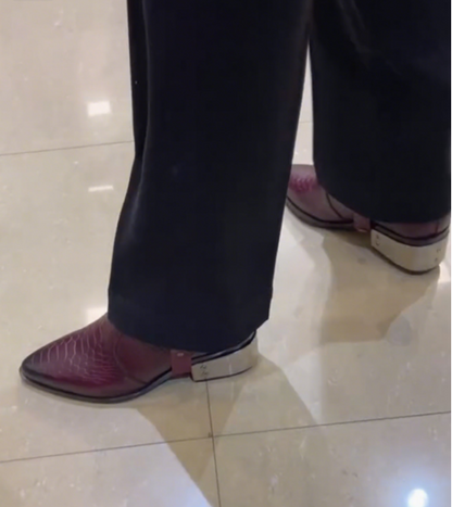 Men's Studded Pointed Leather Ankle Boots