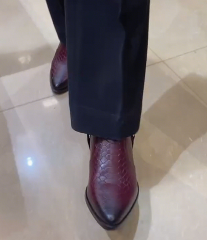 Men's Studded Pointed Leather Ankle Boots