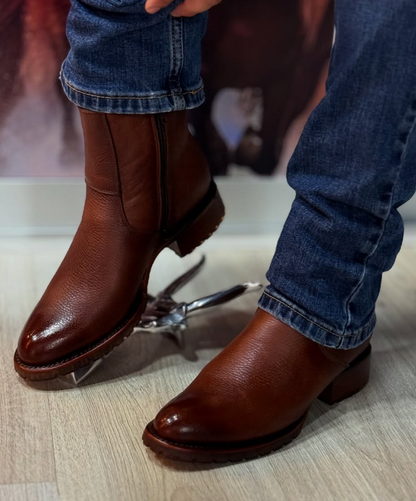 Men's Leather Round Toe Retro Style Ankle Boots