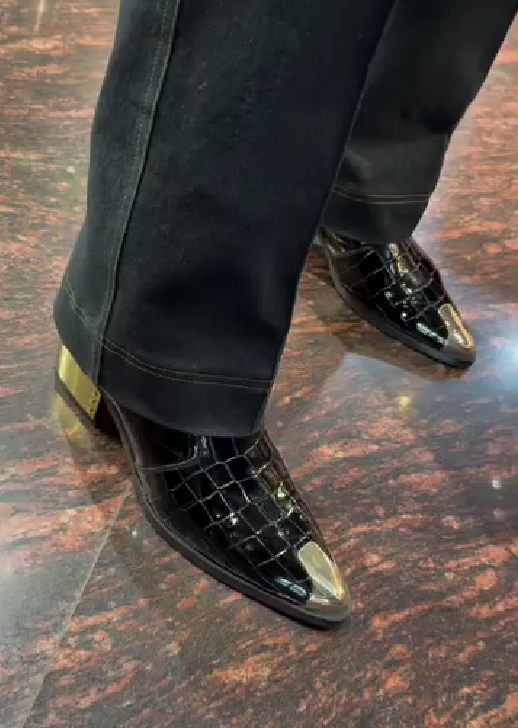 Men's Tuxedo Metal Pointed Crocodile Handmade Boots