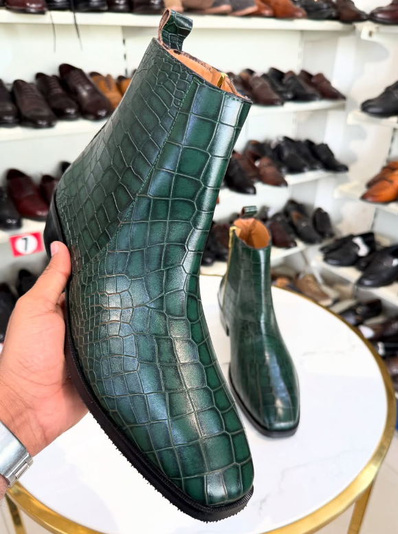 Men's Crocodile Cuban Chelsea Boots