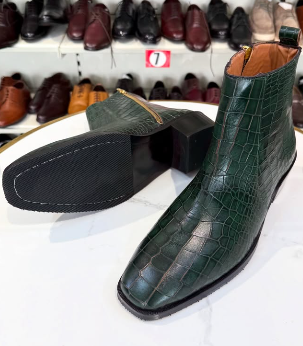 Men's Crocodile Cuban Chelsea Boots