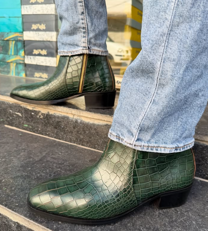 Men's Crocodile Cuban Chelsea Boots