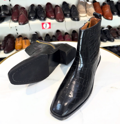 Men's Crocodile Cuban Chelsea Boots
