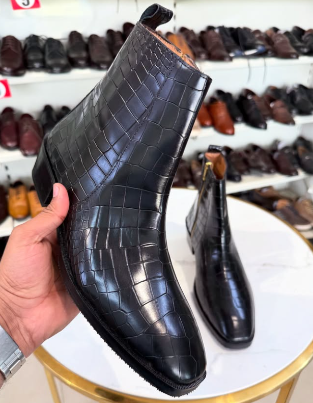 Men's Crocodile Cuban Chelsea Boots