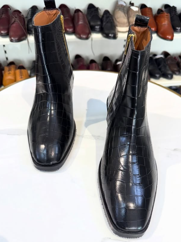 Men's Crocodile Cuban Chelsea Boots