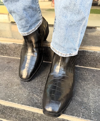 Men's Crocodile Cuban Chelsea Boots