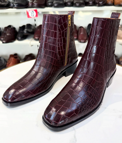 Men's Crocodile Cuban Chelsea Boots