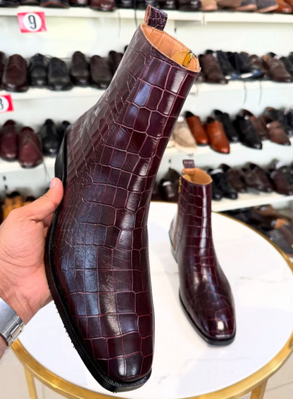 Men's Crocodile Cuban Chelsea Boots