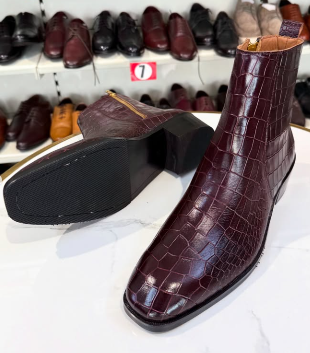 Men's Crocodile Cuban Chelsea Boots