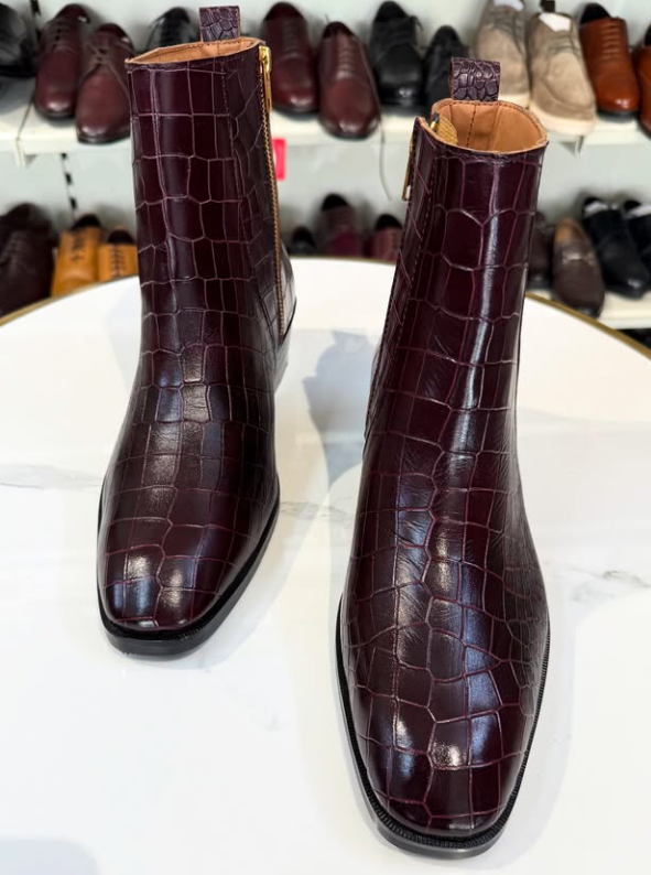 Men's Crocodile Cuban Chelsea Boots