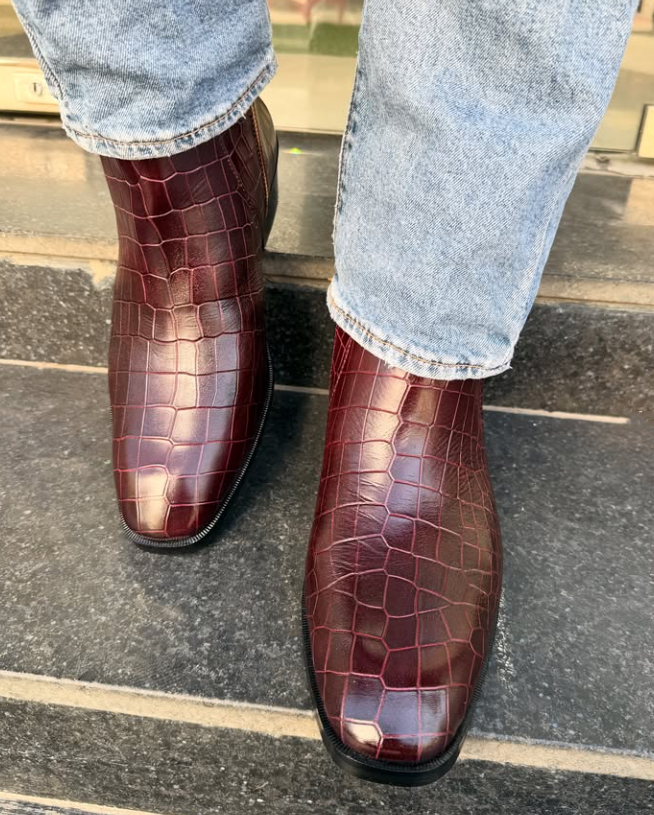 Men's Crocodile Cuban Chelsea Boots