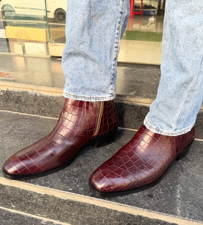 Men's Crocodile Cuban Chelsea Boots