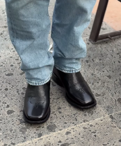 Men's Embroidered Stretch-leather Cowboy Boots