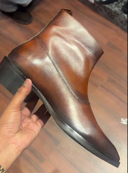 Men's Handmade Monk Zipper British Leather Boots
