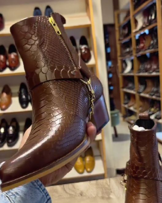 Men's Brown Leather Slip On Chelsea Boots