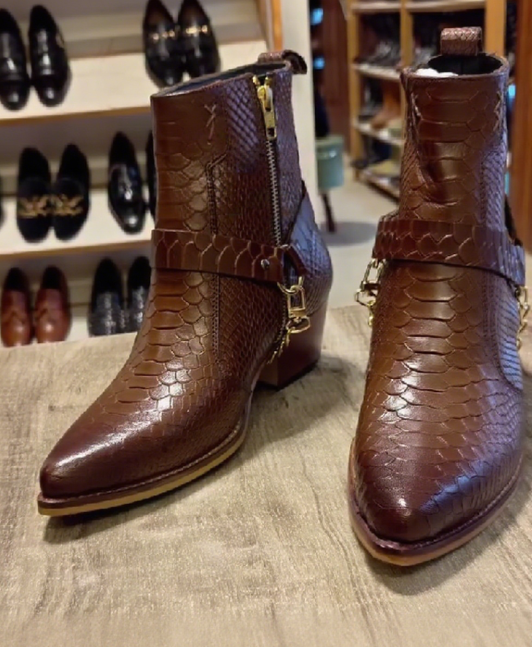 Men's Brown Leather Slip On Chelsea Boots