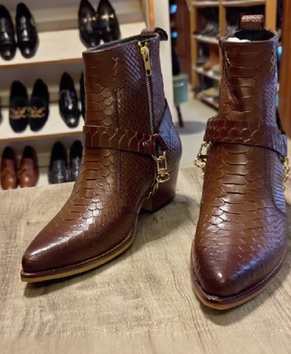 Men's Brown Leather Slip On Chelsea Boots