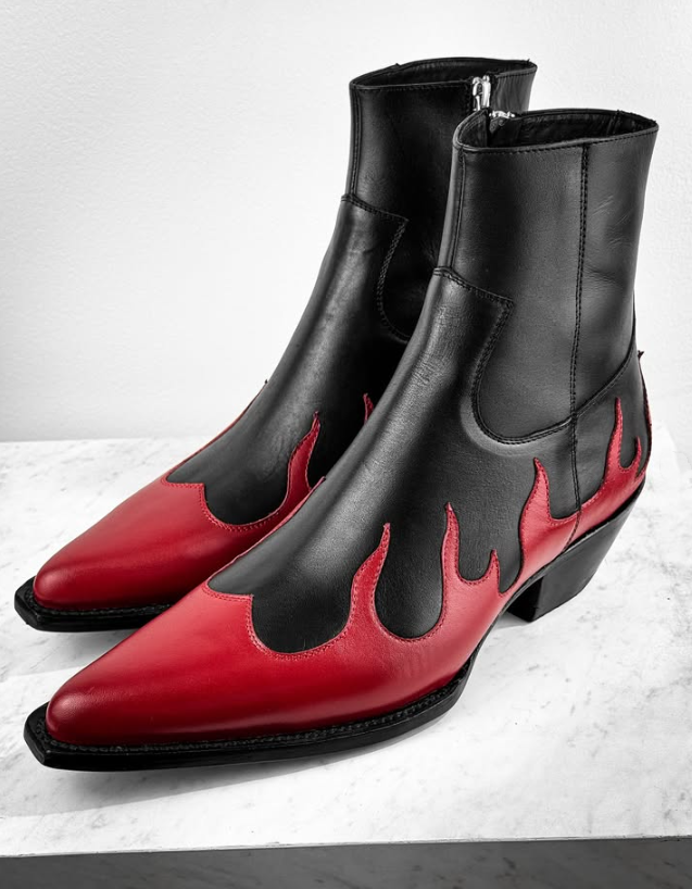 Men's Pointed Toe Chunky Heel Retro Western Cowboy Boots