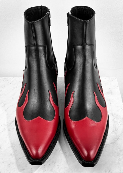 Men's Pointed Toe Chunky Heel Retro Western Cowboy Boots