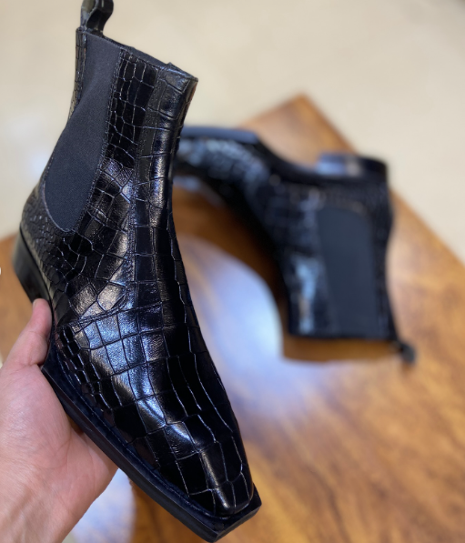 Men's Italian Chelsea Crocodile Boots