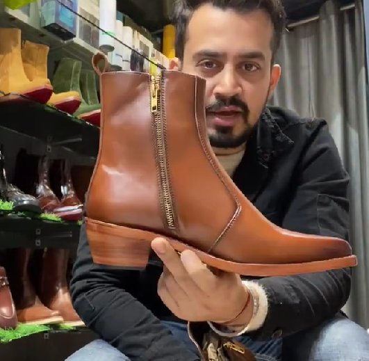 Tan Color Cuban Heel Boots