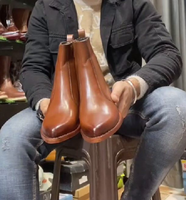 Tan Color Cuban Heel Boots