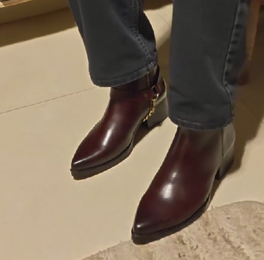 Italian Round-toe Handmade Leather Ankle Boots