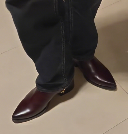 Italian Round-toe Handmade Leather Ankle Boots