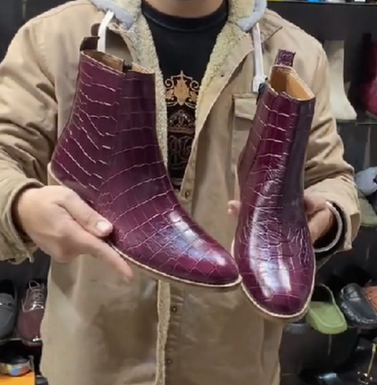 New Tan Color Croc Pattern Boots