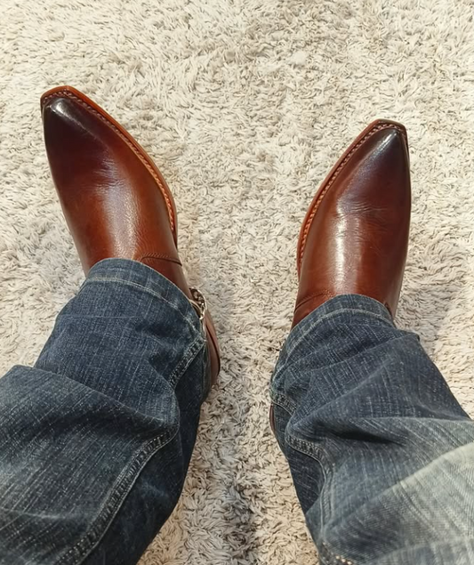 Men's Italian Handmade Western Cowboy Ankle Boots