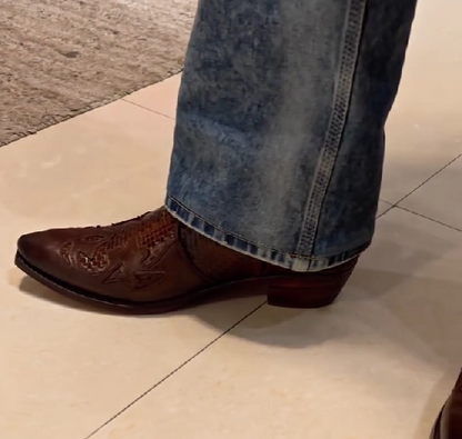 Men's Side Zipper Embroidered Ankle Boots
