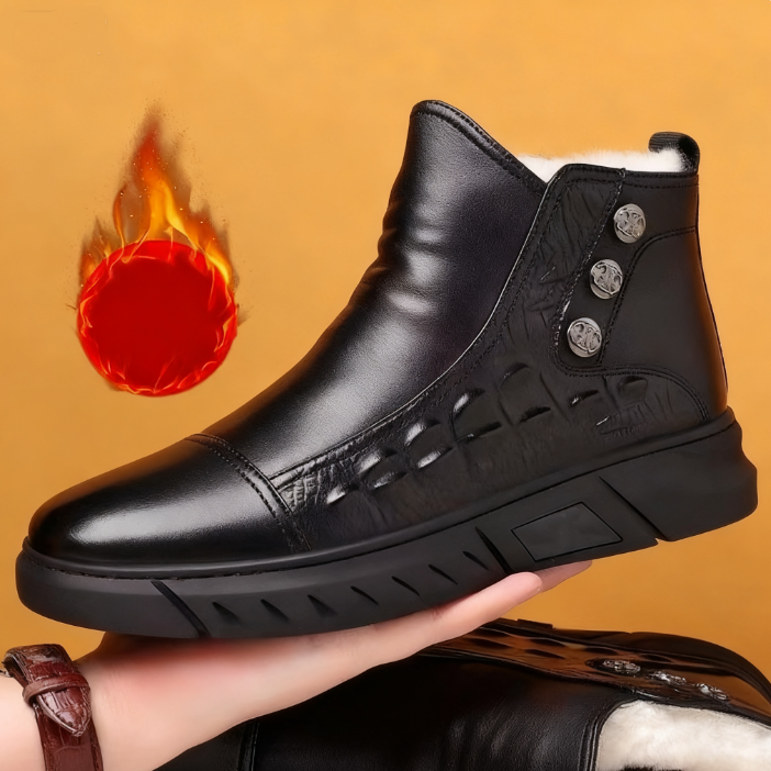 Crocodile Print High-top Pump Soft Side Zip Leather Boots