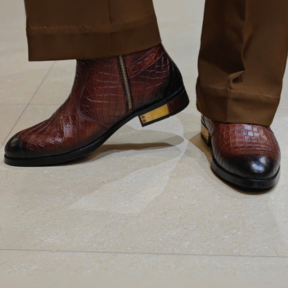 Men's Pointed Toe Side Zipper Martin Boots