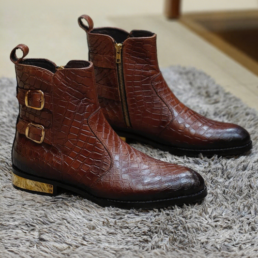 Men's Pointed Toe Side Zipper Martin Boots