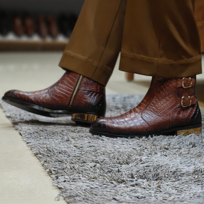 Men's Pointed Toe Side Zipper Martin Boots